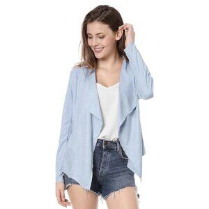 kate & henry Cardigan Shawl Denim Cotton Tencel Chambray jacket  Blue Size S